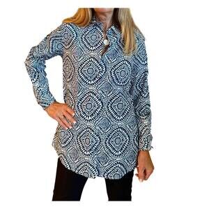 NEW FITZROY & WILLA russell top in blue batik